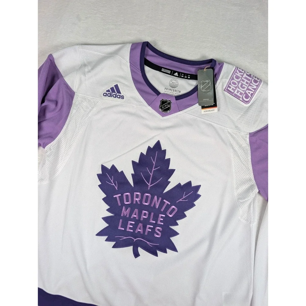 Toronto Maple Leafs Hockey‎ Fights Cancer Adidas Jersey sz 54 White Purple NWT
